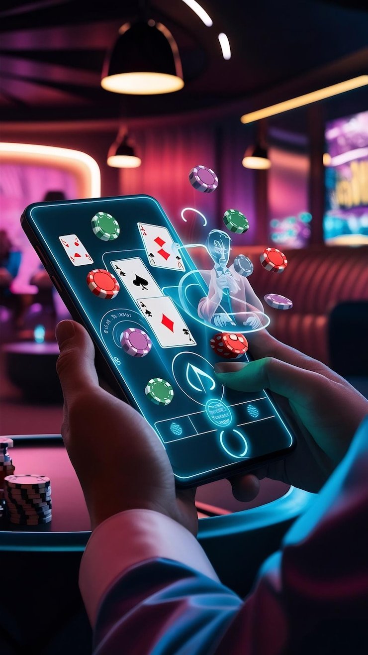 Pemain menikmati permainan baccarat live casino amat4d dengan dealer asli secara real-time
